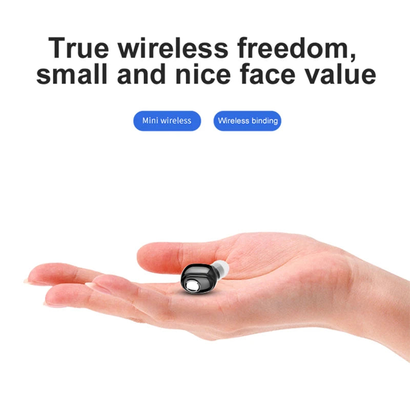 Mini In-Ear 5.0 Bluetooth Earphone HiFi Wireless Headset With Mic Sports Earbuds Handsfree Stereo Sound Earphones for all phones