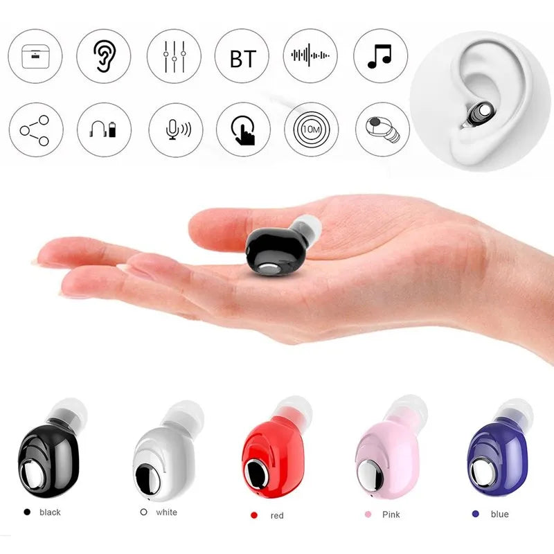 Mini In-Ear 5.0 Bluetooth Earphone HiFi Wireless Headset With Mic Sports Earbuds Handsfree Stereo Sound Earphones for all phones