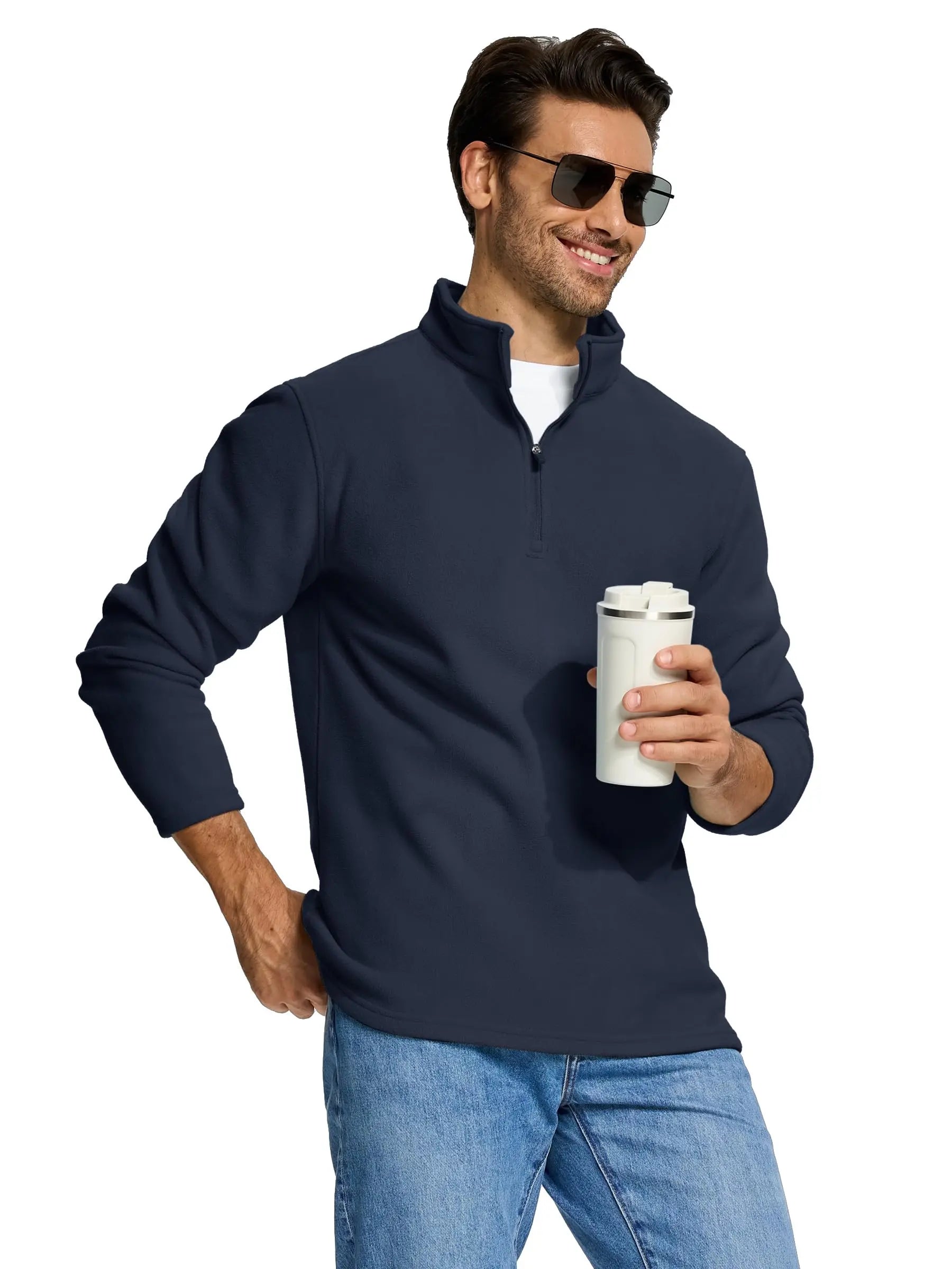 TACVASEN Quarter-Zip Pullover Tops Mens Turtleneck Fleece Sweatshirts Casual Warm Sweater Athletic Running Sports Hoodie Shirts