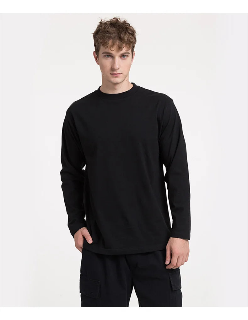 Cotton 100% Long-sleeved Men's T Shirt MRMT 2026 Brand New Round-collar Solid-color Men T-shirt for Male Tshirt Man Tops Tees
