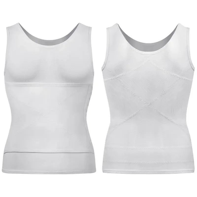 Compression Shirt Men Sleeveless Tummy Control Body Shaper Waist Trainer Belly Flat Abdomen Undershirt Tank Top Workout Shirt