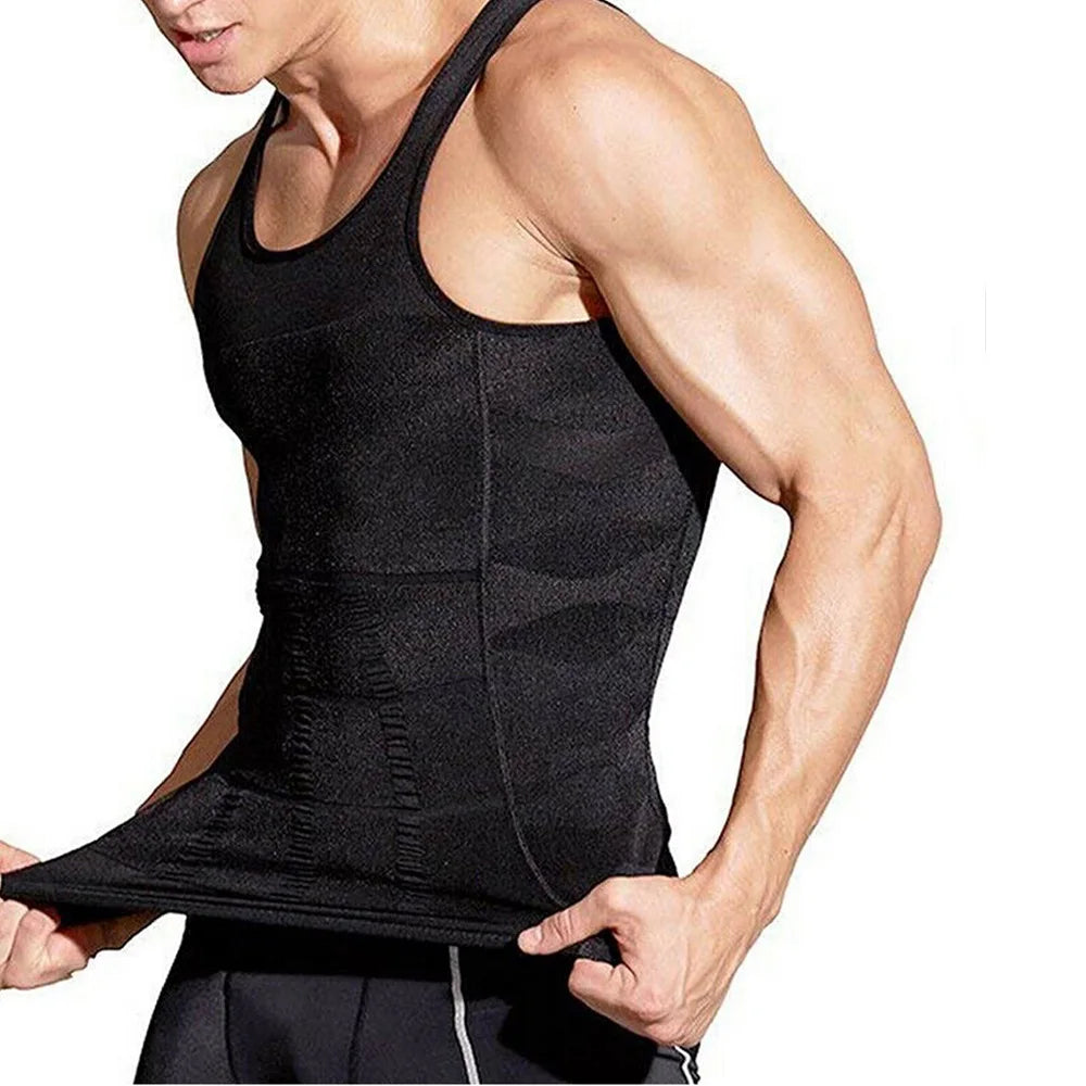 2 Packs Men Compression Shirts Tank Tops Undershirts Mens Slimming Body Shaper Vest Sleeveless Abdomen Slim Vest Fitness Workout