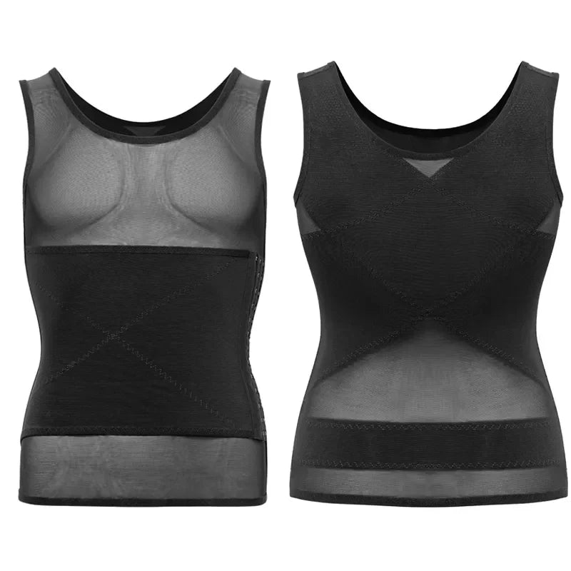 Compression Shirt Men Sleeveless Tummy Control Body Shaper Waist Trainer Belly Flat Abdomen Undershirt Tank Top Workout Shirt