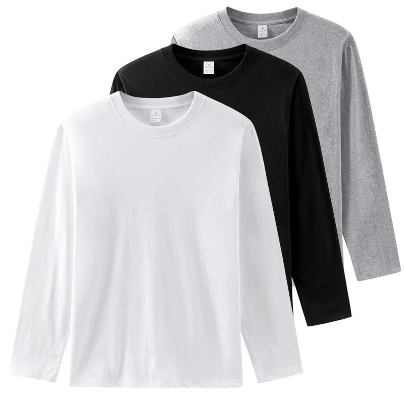 Cotton 100% Long-sleeved Men's T Shirt MRMT 2026 Brand New Round-collar Solid-color Men T-shirt for Male Tshirt Man Tops Tees