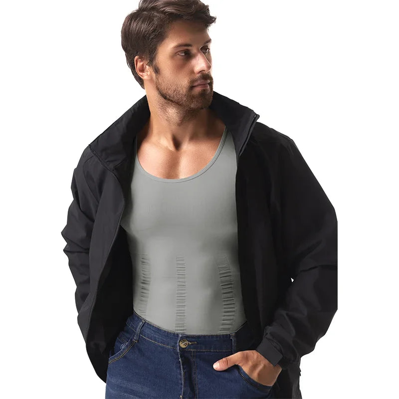 Men's Compression Body Shaper Vest Slimming Tank Top Waist Trainer Belly Control Undershirt Shapewear Sleeveless Soft Shirt