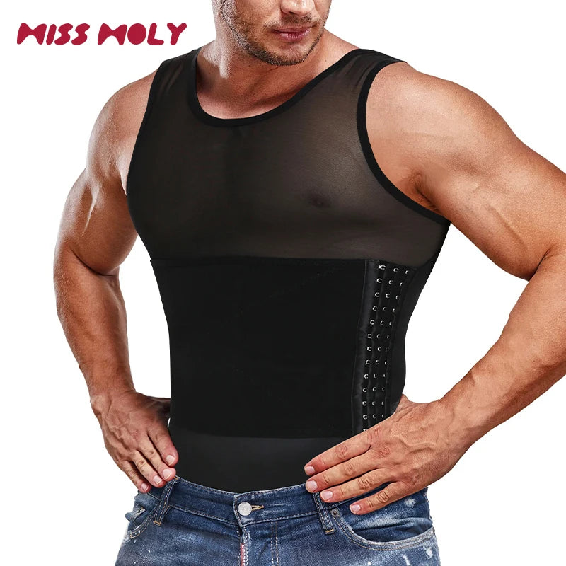 Compression Shirt Men Sleeveless Tummy Control Body Shaper Waist Trainer Belly Flat Abdomen Undershirt Tank Top Workout Shirt