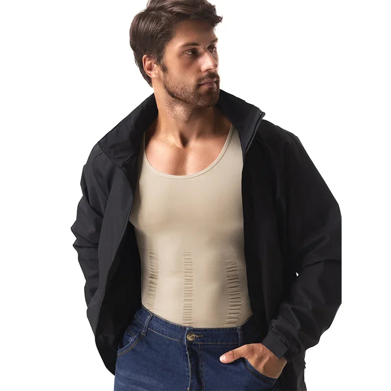 Men's Compression Body Shaper Vest Slimming Tank Top Waist Trainer Belly Control Undershirt Shapewear Sleeveless Soft Shirt