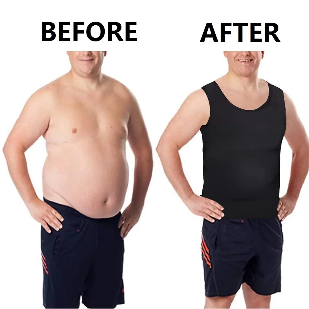 2 Packs Men Compression Shirts Tank Tops Undershirts Mens Slimming Body Shaper Vest Sleeveless Abdomen Slim Vest Fitness Workout