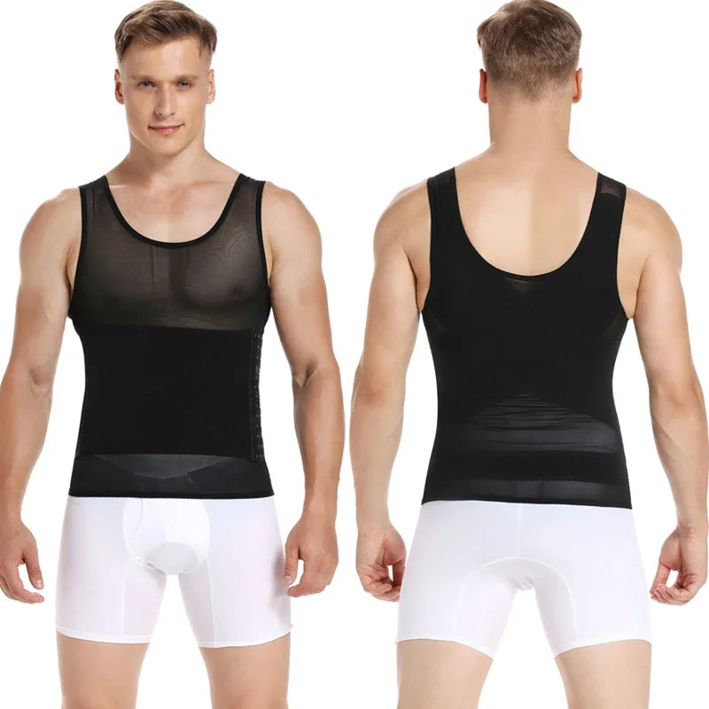 Compression Shirt Men Sleeveless Tummy Control Body Shaper Waist Trainer Belly Flat Abdomen Undershirt Tank Top Workout Shirt