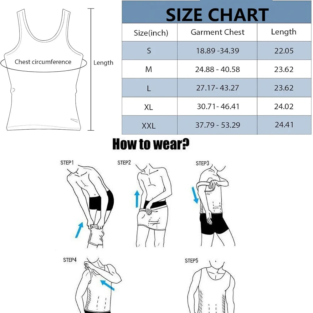 2 Packs Men Compression Shirts Tank Tops Undershirts Mens Slimming Body Shaper Vest Sleeveless Abdomen Slim Vest Fitness Workout
