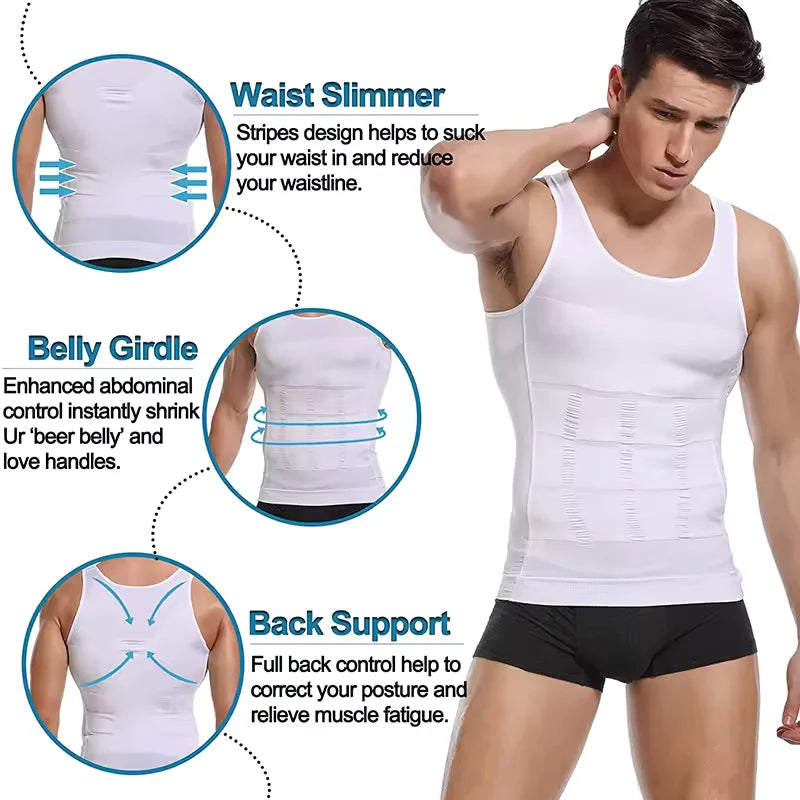 Men's Compression Body Shaper Vest Slimming Tank Top Waist Trainer Belly Control Undershirt Shapewear Sleeveless Soft Shirt