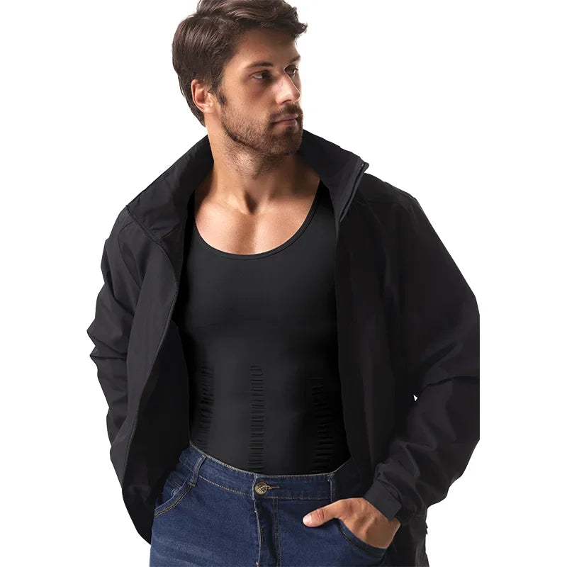 Men's Compression Body Shaper Vest Slimming Tank Top Waist Trainer Belly Control Undershirt Shapewear Sleeveless Soft Shirt