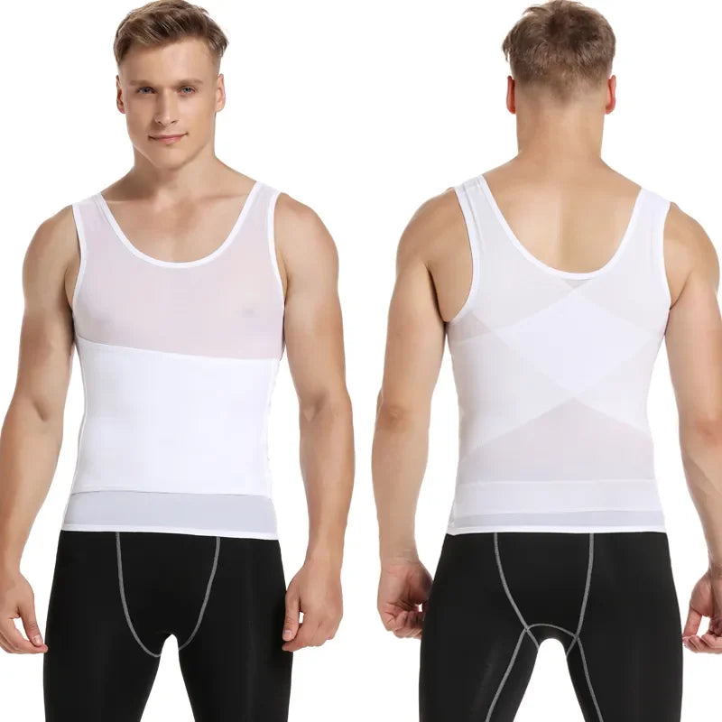 Compression Shirt Men Sleeveless Tummy Control Body Shaper Waist Trainer Belly Flat Abdomen Undershirt Tank Top Workout Shirt