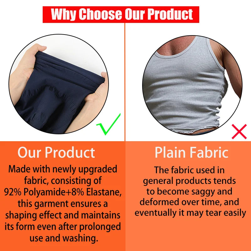 Men's Compression Body Shaper Vest Slimming Tank Top Waist Trainer Belly Control Undershirt Shapewear Sleeveless Soft Shirt