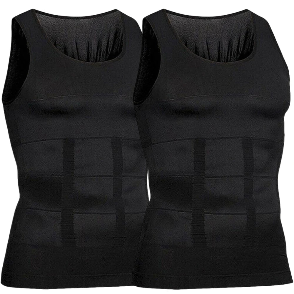 2 Packs Men Compression Shirts Tank Tops Undershirts Mens Slimming Body Shaper Vest Sleeveless Abdomen Slim Vest Fitness Workout