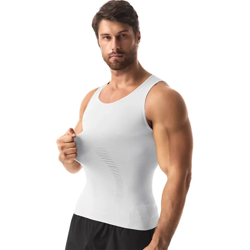 Men's Compression Body Shaper Vest Slimming Tank Top Waist Trainer Belly Control Undershirt Shapewear Sleeveless Soft Shirt