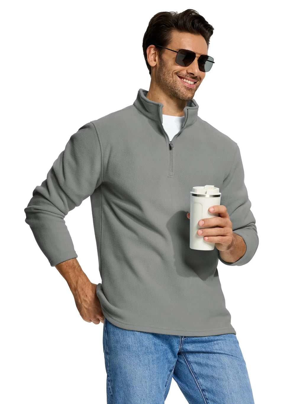TACVASEN Quarter-Zip Pullover Tops Mens Turtleneck Fleece Sweatshirts Casual Warm Sweater Athletic Running Sports Hoodie Shirts