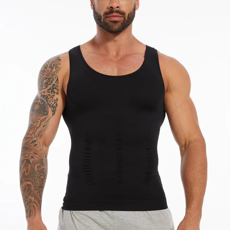 Men Compression Vest Sleeveless Shapewear Slimming Body Shaper Shirt Gym Workout Corset Tummy Control Tank Top Abs Abdomen