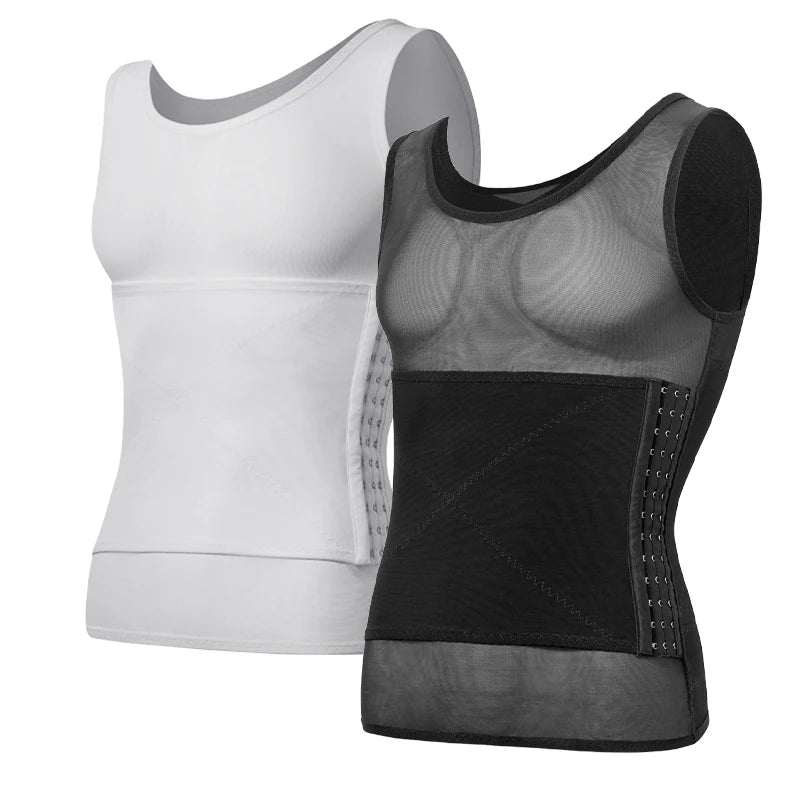 Compression Shirt Men Sleeveless Tummy Control Body Shaper Waist Trainer Belly Flat Abdomen Undershirt Tank Top Workout Shirt