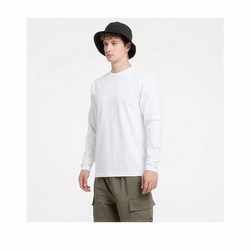 Cotton 100% Long-sleeved Men's T Shirt MRMT 2026 Brand New Round-collar Solid-color Men T-shirt for Male Tshirt Man Tops Tees