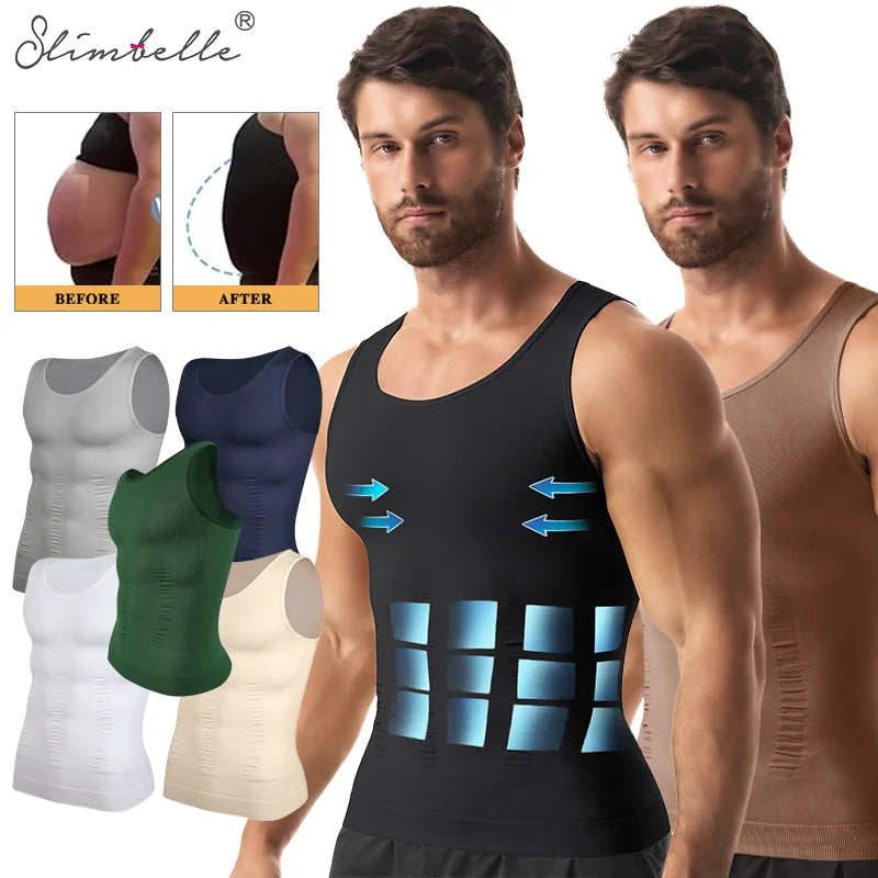 Men's Compression Body Shaper Vest Slimming Tank Top Waist Trainer Belly Control Undershirt Shapewear Sleeveless Soft Shirt