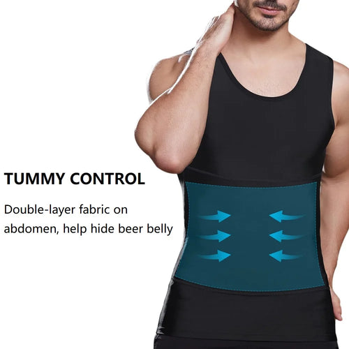 2 Packs Men Compression Shirts Tank Tops Undershirts Mens Slimming Body Shaper Vest Sleeveless Abdomen Slim Vest Fitness Workout