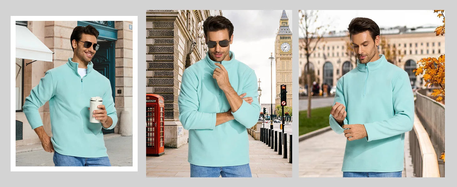 TACVASEN Quarter-Zip Pullover Tops Mens Turtleneck Fleece Sweatshirts Casual Warm Sweater Athletic Running Sports Hoodie Shirts